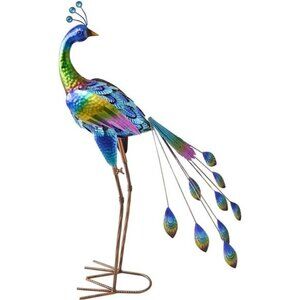 35 inch Metal Peacock Decor Garden Statues and Sculptures, Garden Art Sculptures